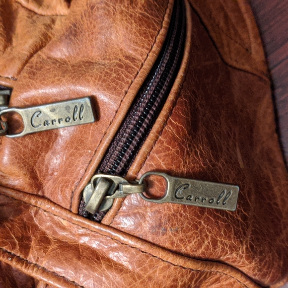 Carroll Leather & Suede Belt Bag in Cognac Color w/Black Unisex - Picture 10 of 16